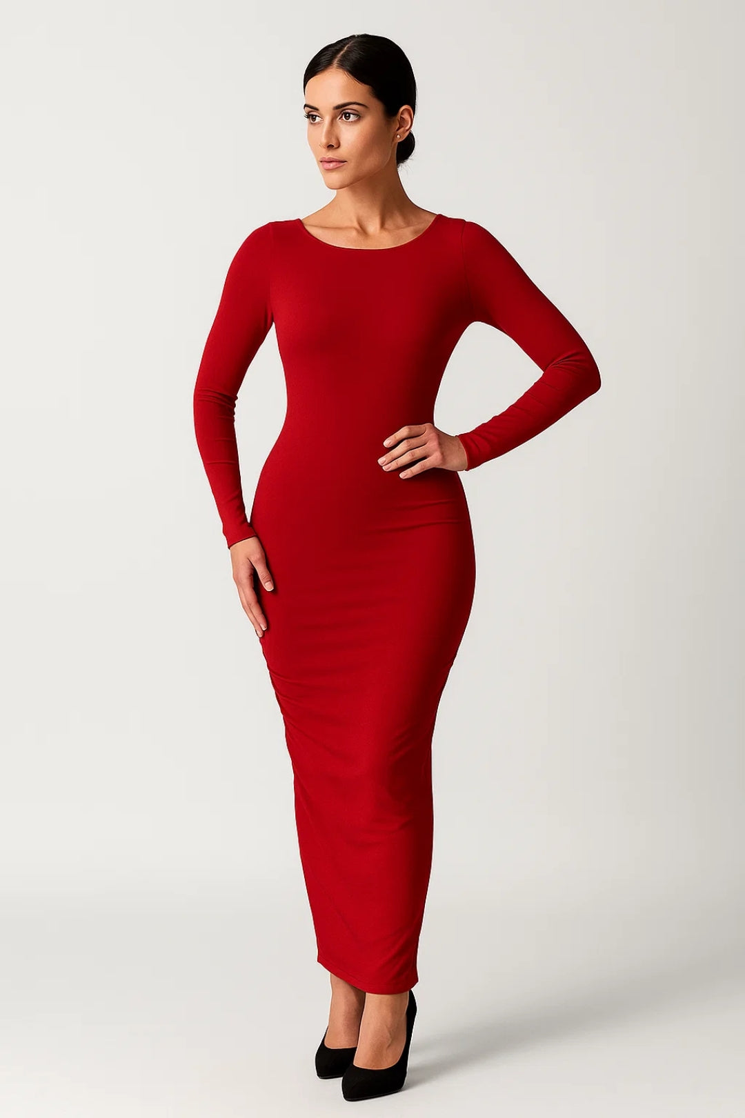 Fitted Long Dress | Long Sleeves | Made of Stretch Fabric