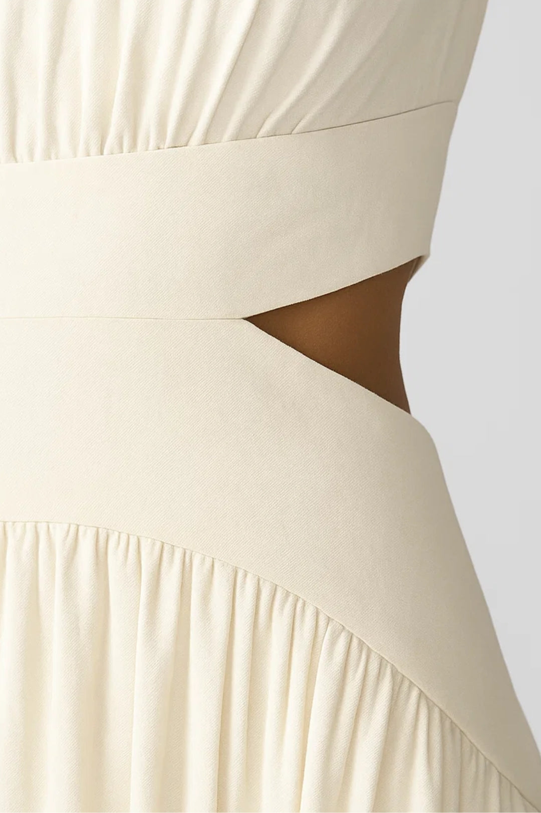 Long dress with high collar and side cut-outs | Sleeveless