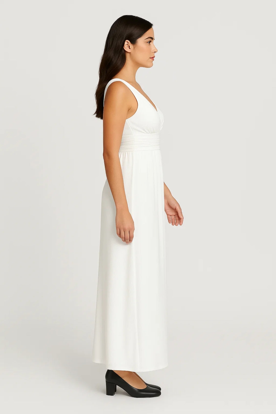 Long dress with crossover V-neck | Gathered waist | Elegant and fluid style
