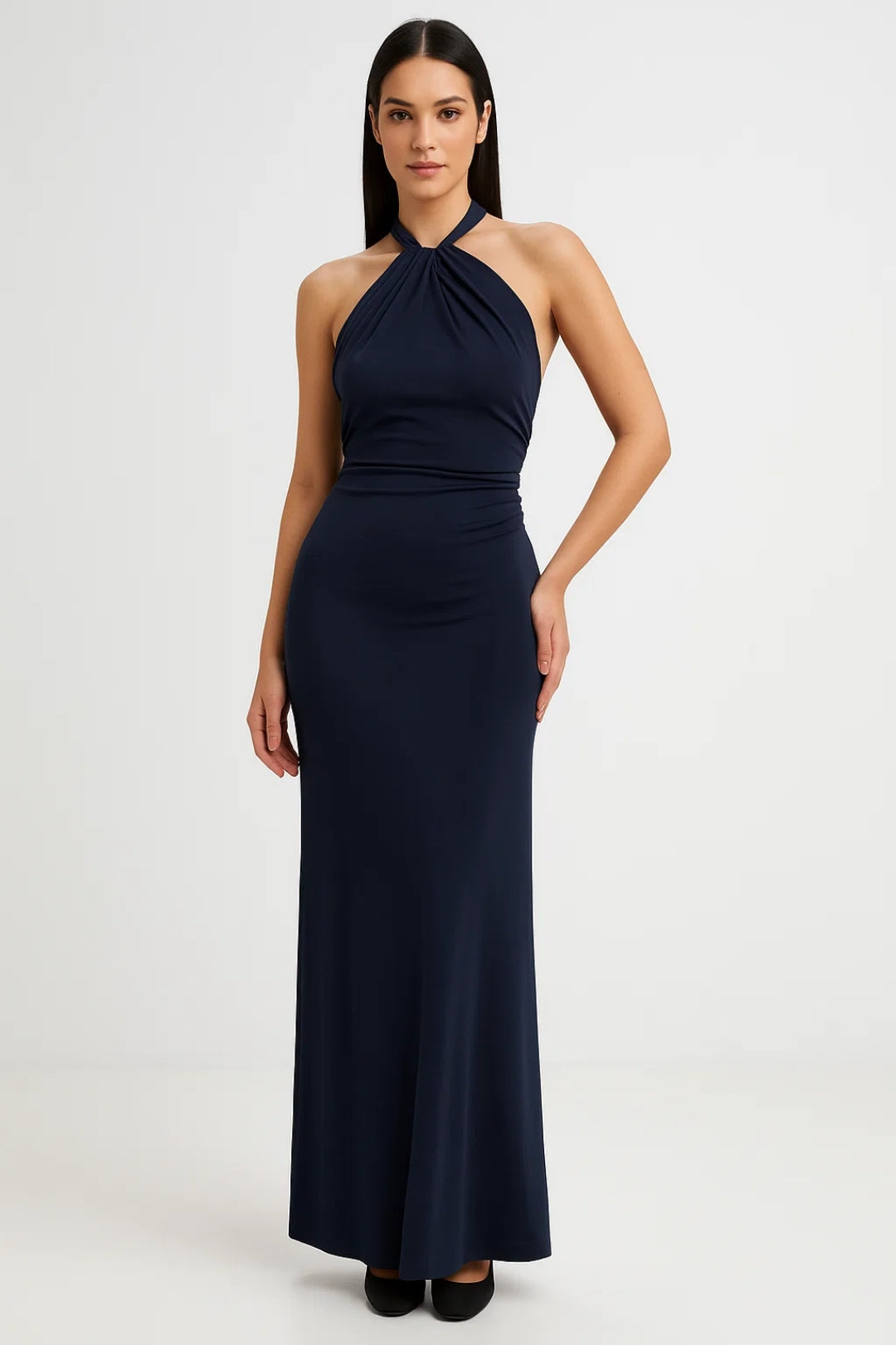 Long Dress with American Neckline | Soft Fluid Fabric | Perfect for Summer Ceremonies