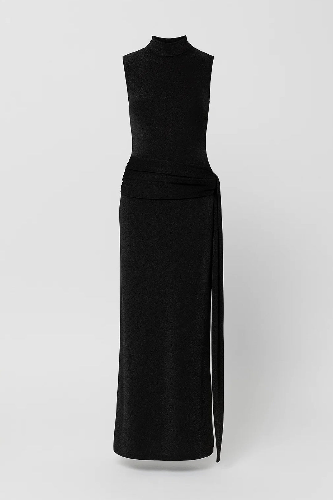 Elegant sleeveless long dress | High collar | Waistband