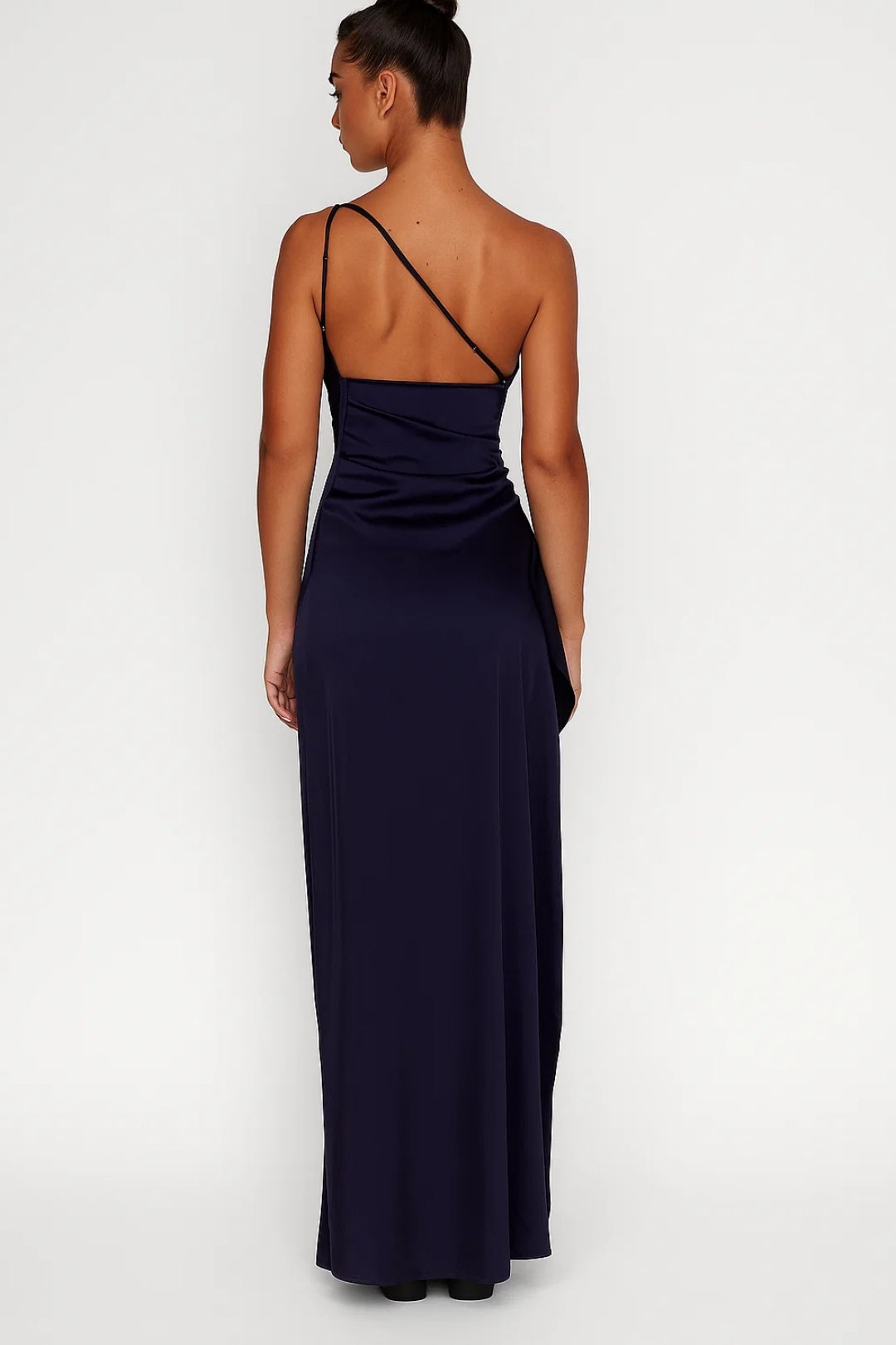 One-Shoulder Long Dress with Side Draping | Timeless Elegance