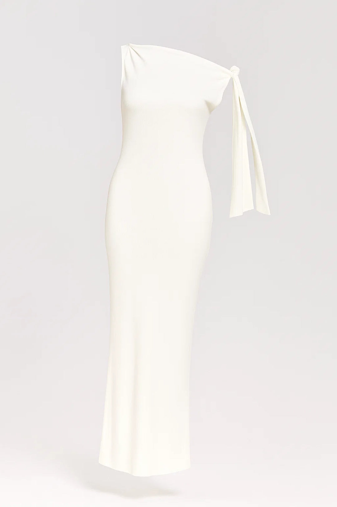 One-Shoulder Long Dress with Bow | Minimal Elegance and Fitted Silhouette