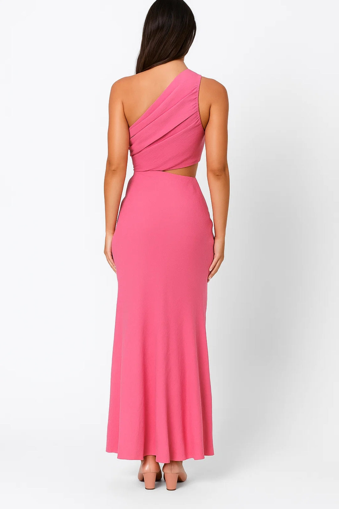 One-Shoulder Long Dress with 3D Flower | Summer Elegance with Cut-Out Detail