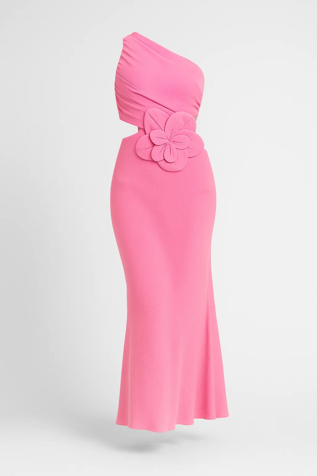 One-Shoulder Long Dress with 3D Flower | Summer Elegance with Cut-Out Detail