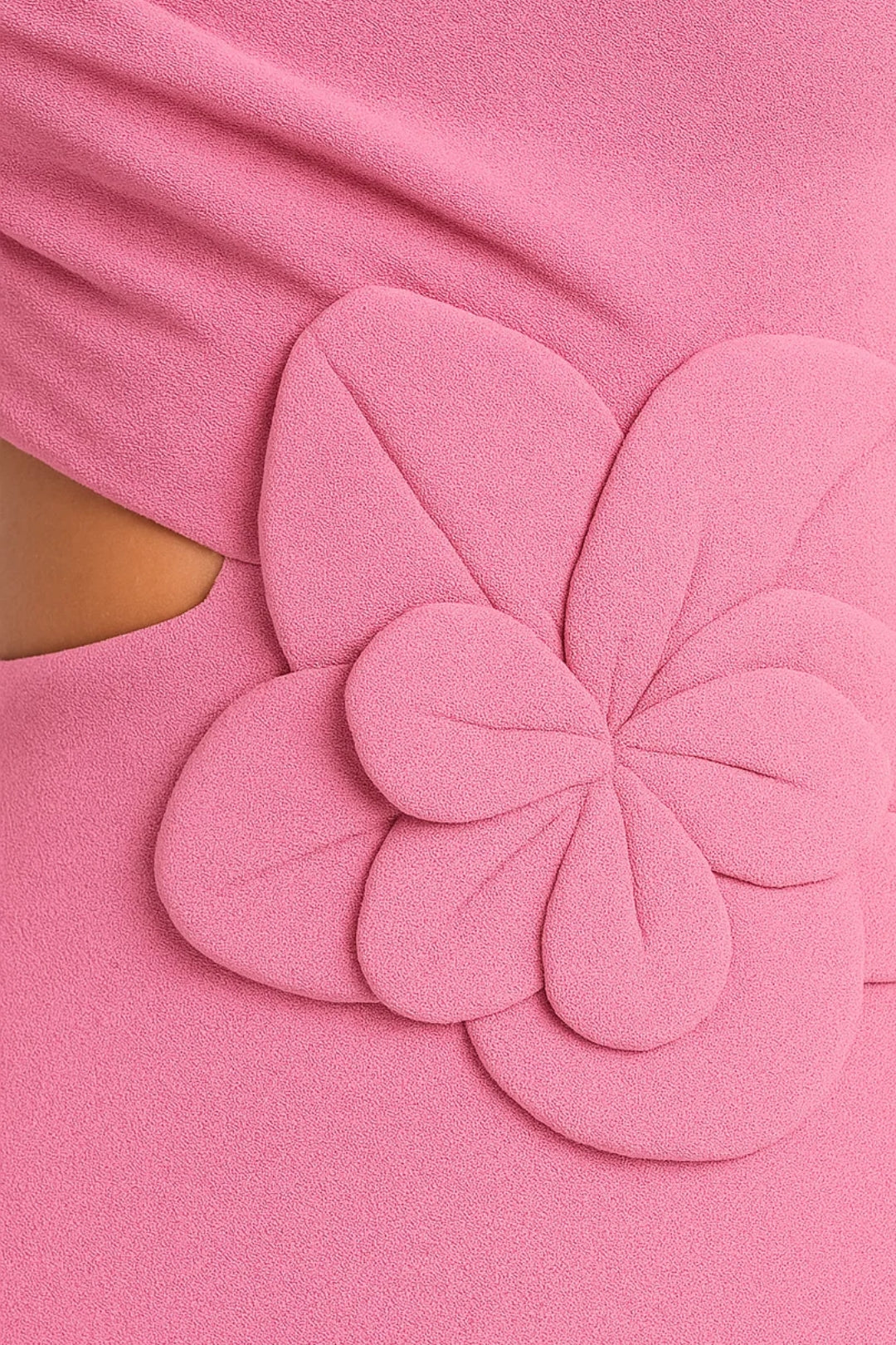 One-Shoulder Long Dress with 3D Flower | Summer Elegance with Cut-Out Detail