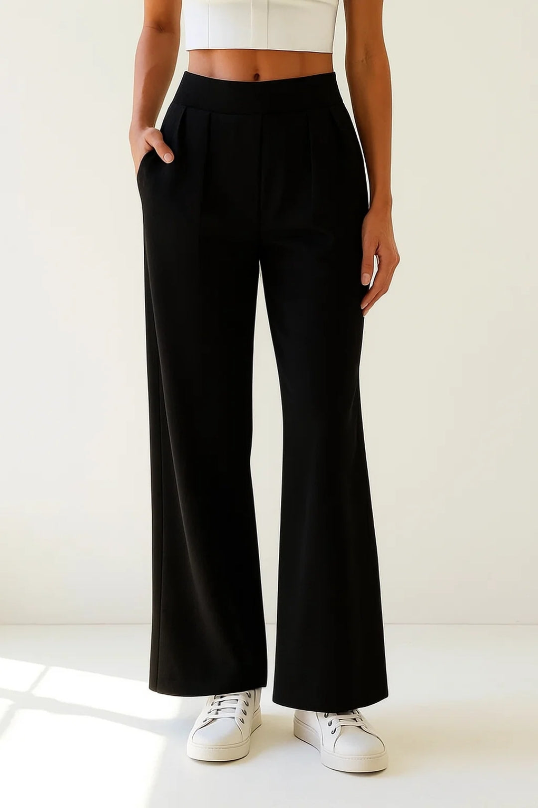 Elegant Wide-Leg Pants | High Elastic Waist | Three Neutral Shades