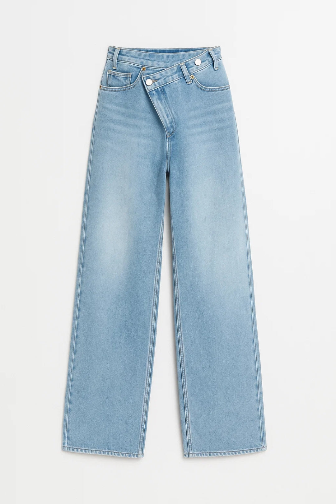 Wide Leg Jeans with Asymmetric Closure | High Waist | Light or Dark Denim