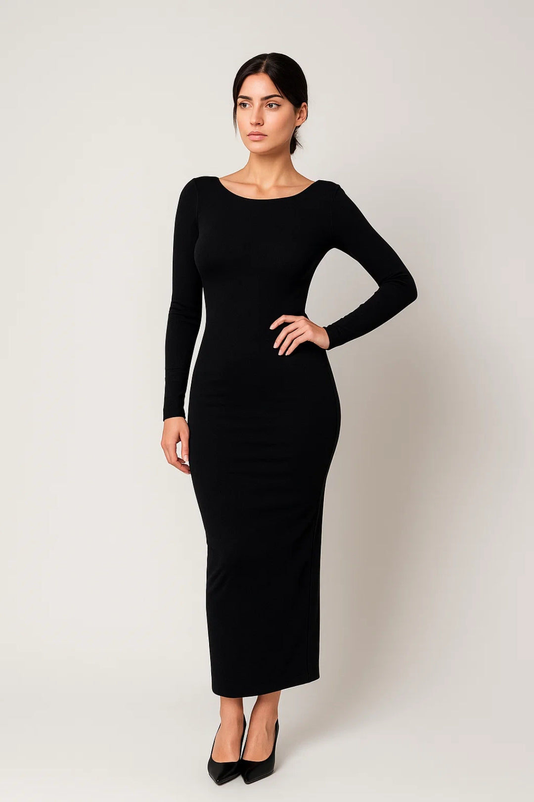 Fitted Long Dress | Long Sleeves | Made of Stretch Fabric