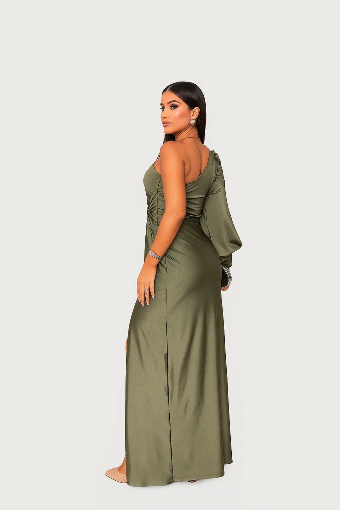 Asymmetrical Evening Dress | Elegant Satin | Front Slit