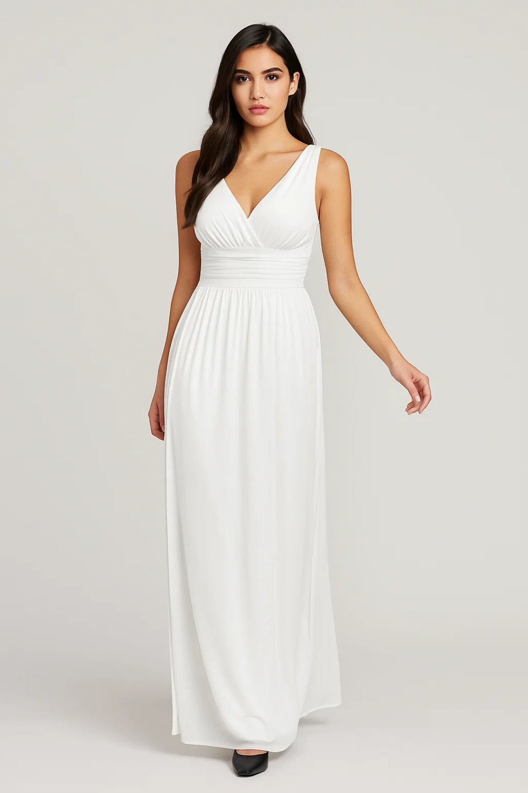 Long dress with crossover V-neck | Gathered waist | Elegant and fluid style