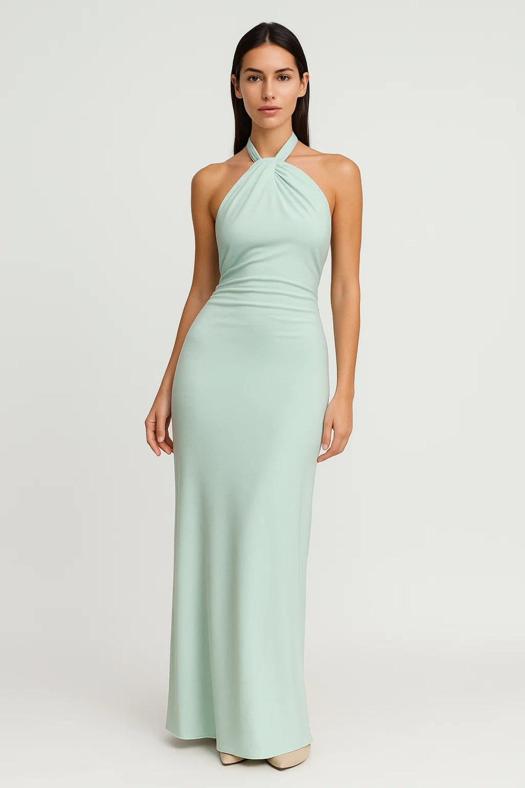 Long Dress with American Neckline | Soft Fluid Fabric | Perfect for Summer Ceremonies