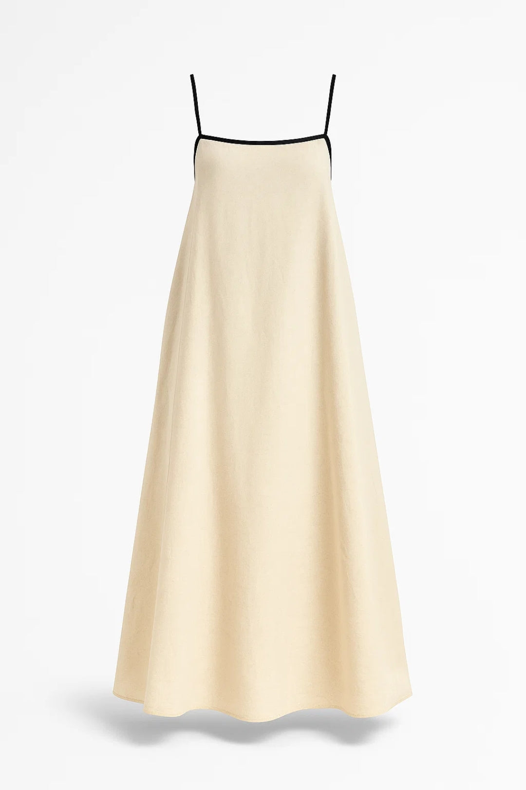 Long dress with thin straps and contrasting edges | Wide and minimalist fit