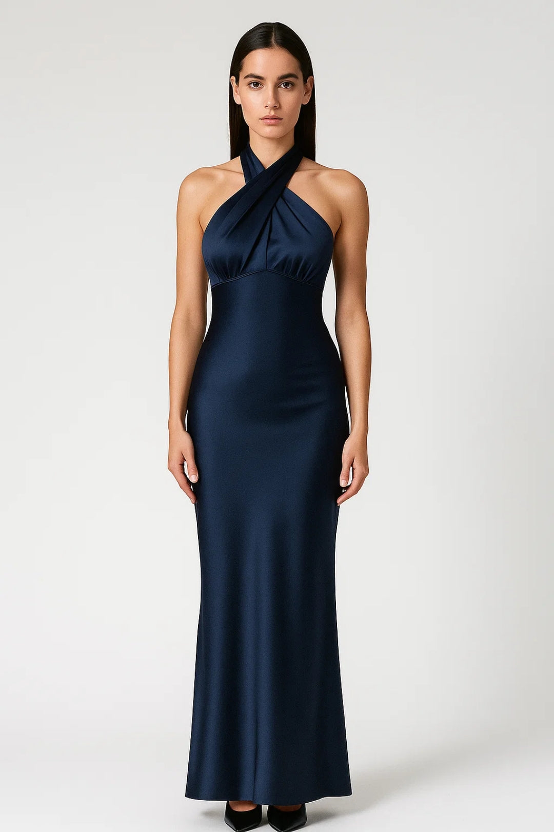 Elegant long dress with crossover neckline | Sophisticated style for special events