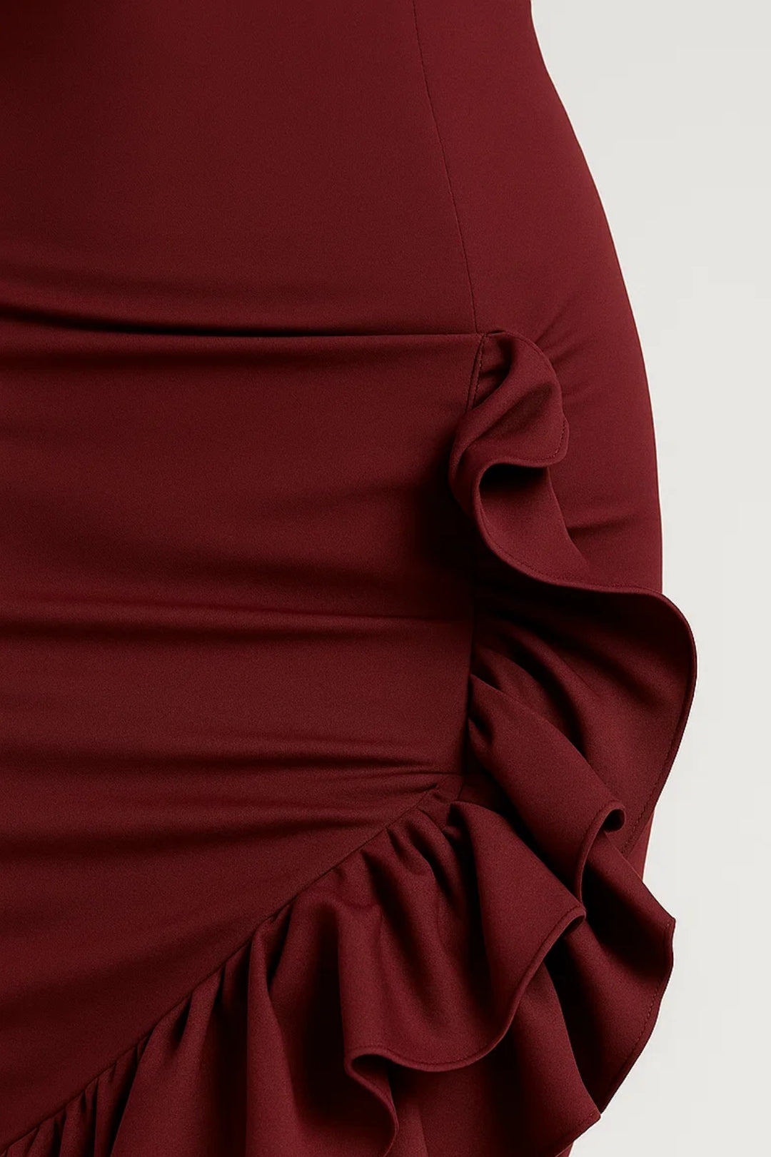 Strapless Long Dress with Asymmetric Ruffles | Elegant Evening Style