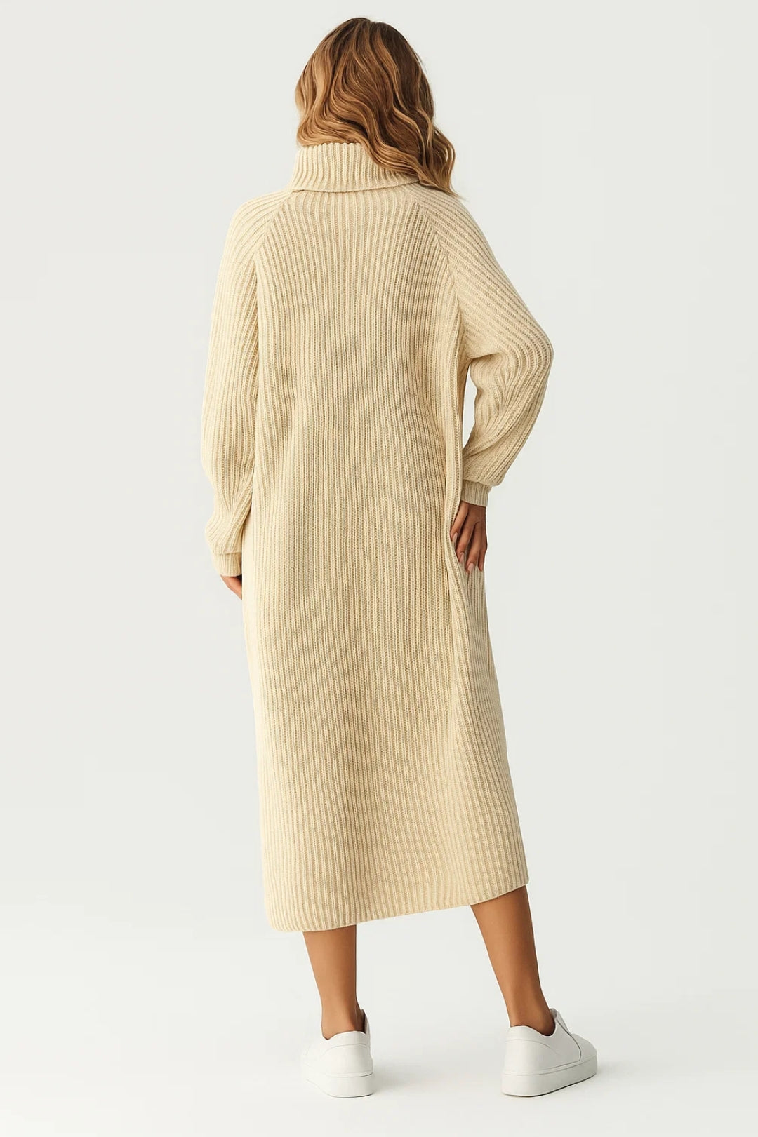 Long Knit Dress with High Neck | Soft and Warm