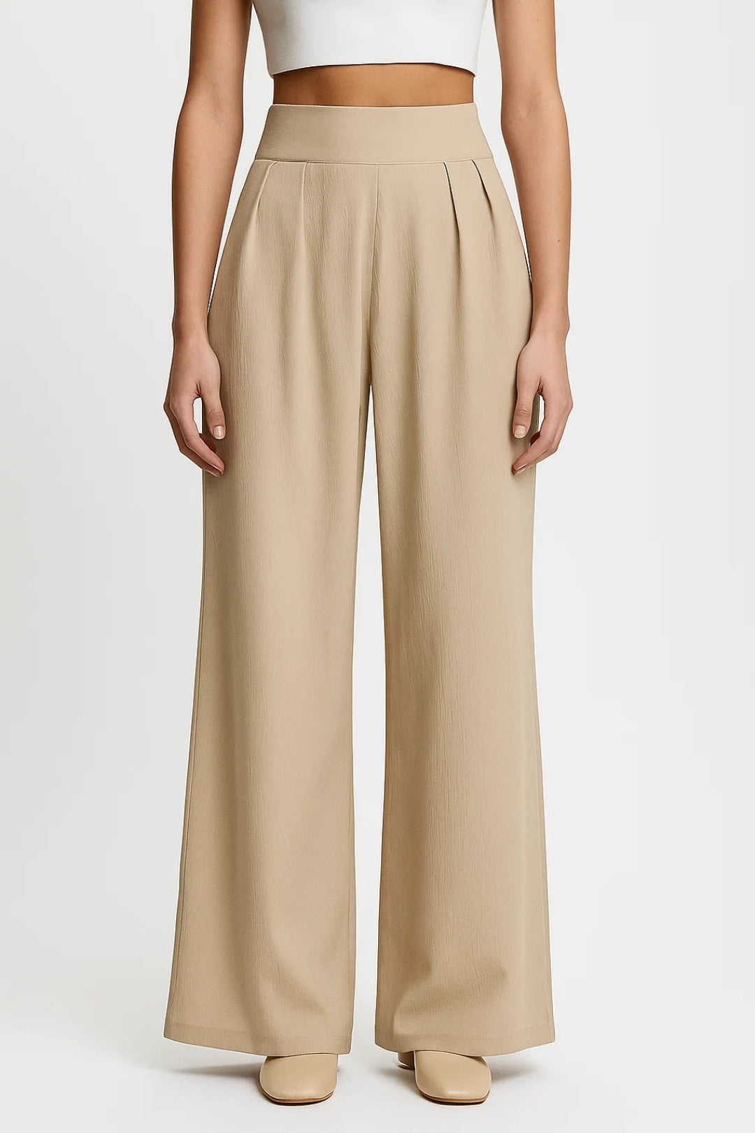 Elegant Wide-Leg Pants | High Elastic Waist | Three Neutral Shades