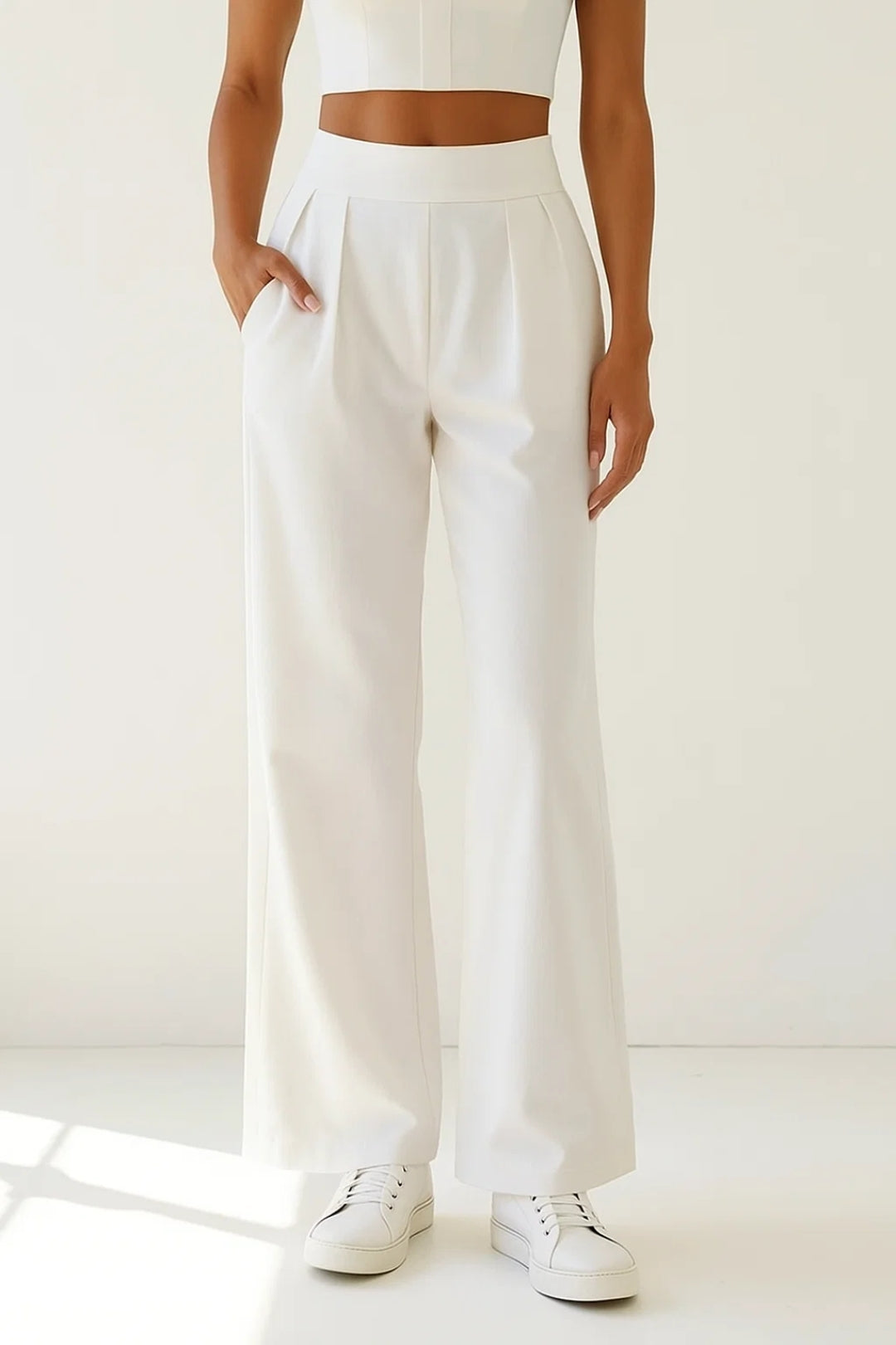 Elegant Wide-Leg Pants | High Elastic Waist | Three Neutral Shades