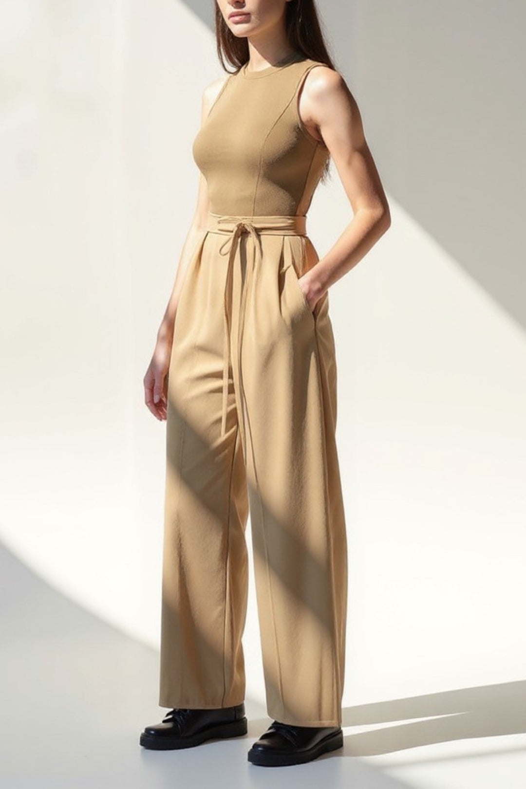 High-waisted elegant trousers with belt | Straight leg | Available in multiple colors
