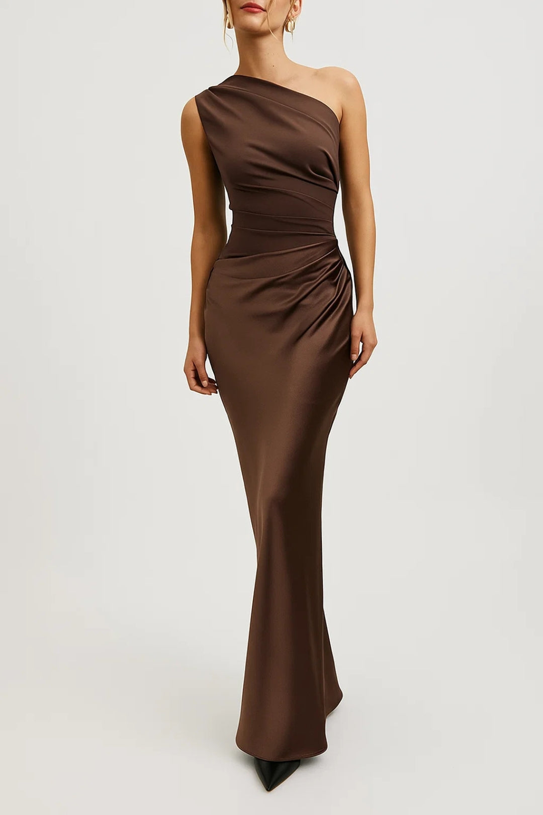 One-Shoulder Satin Long Dress | Modern Elegance