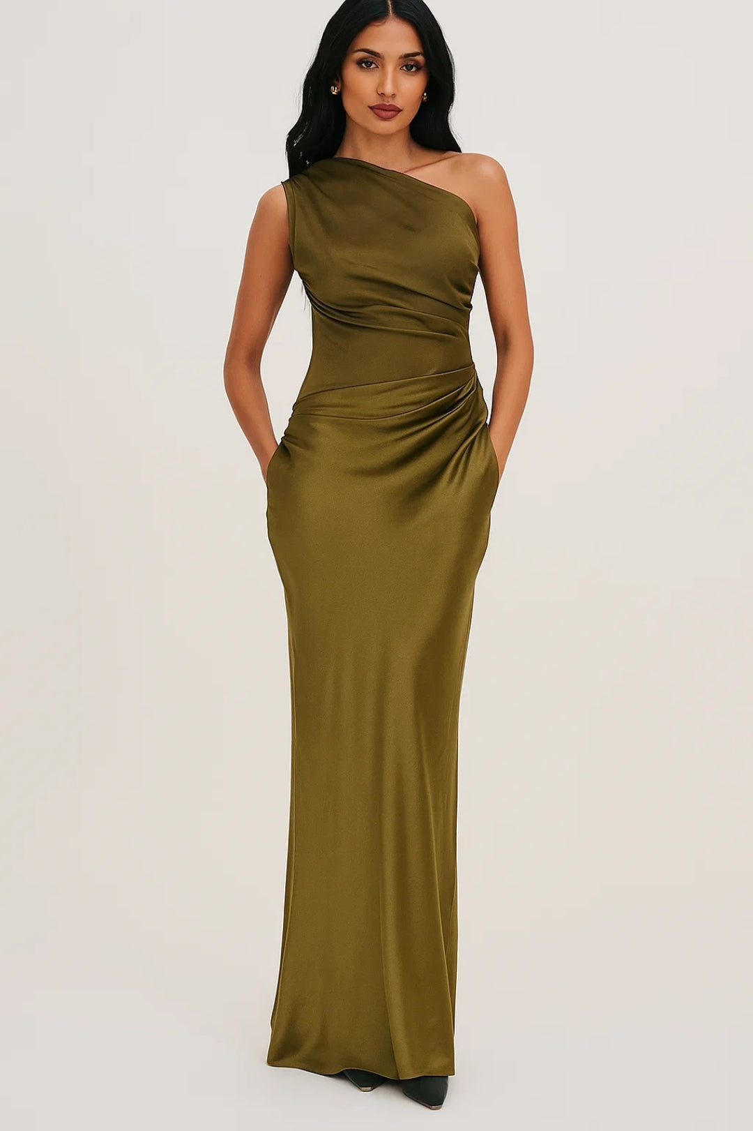 One-Shoulder Satin Long Dress | Modern Elegance
