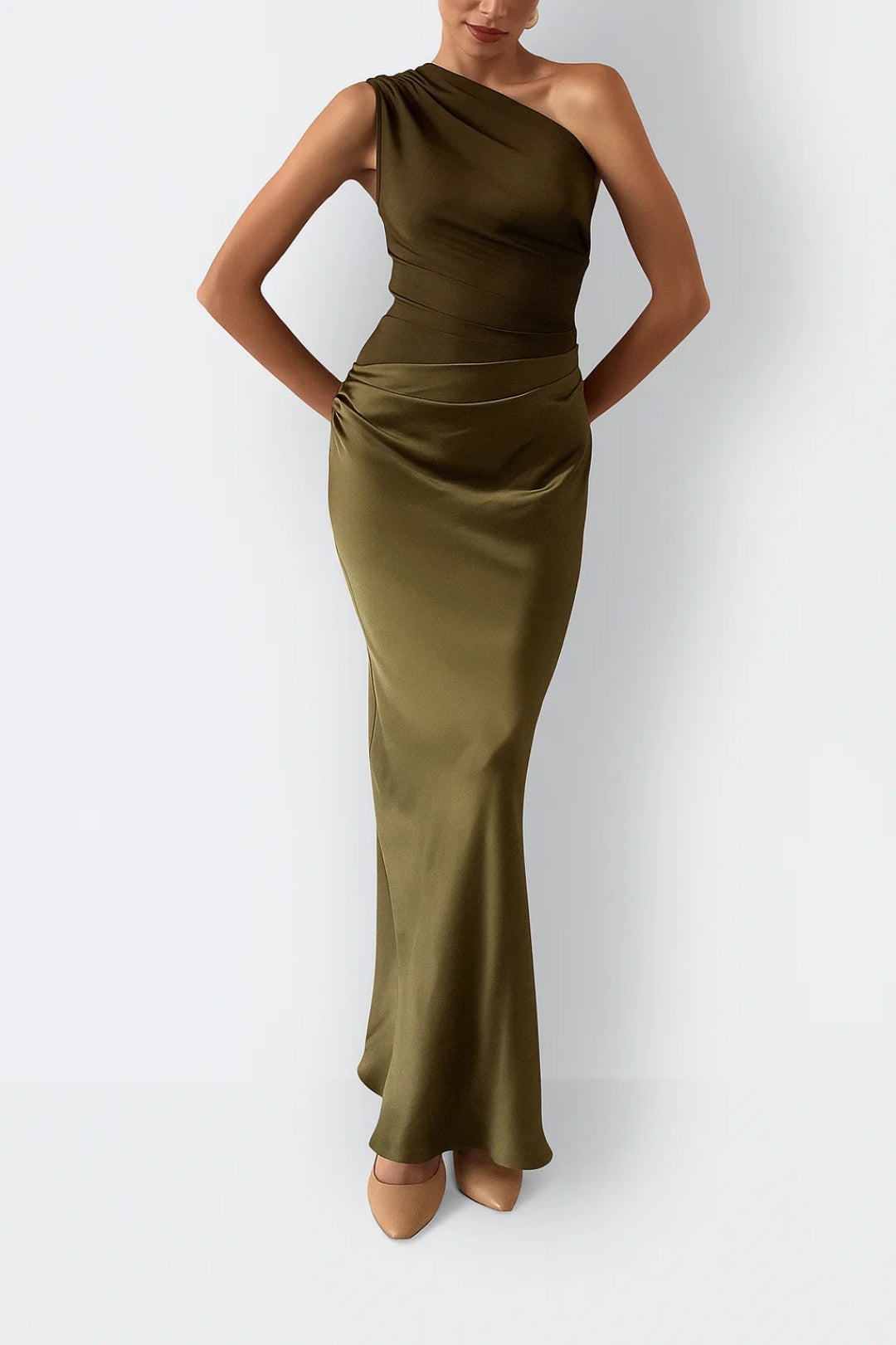 One-Shoulder Satin Long Dress | Modern Elegance