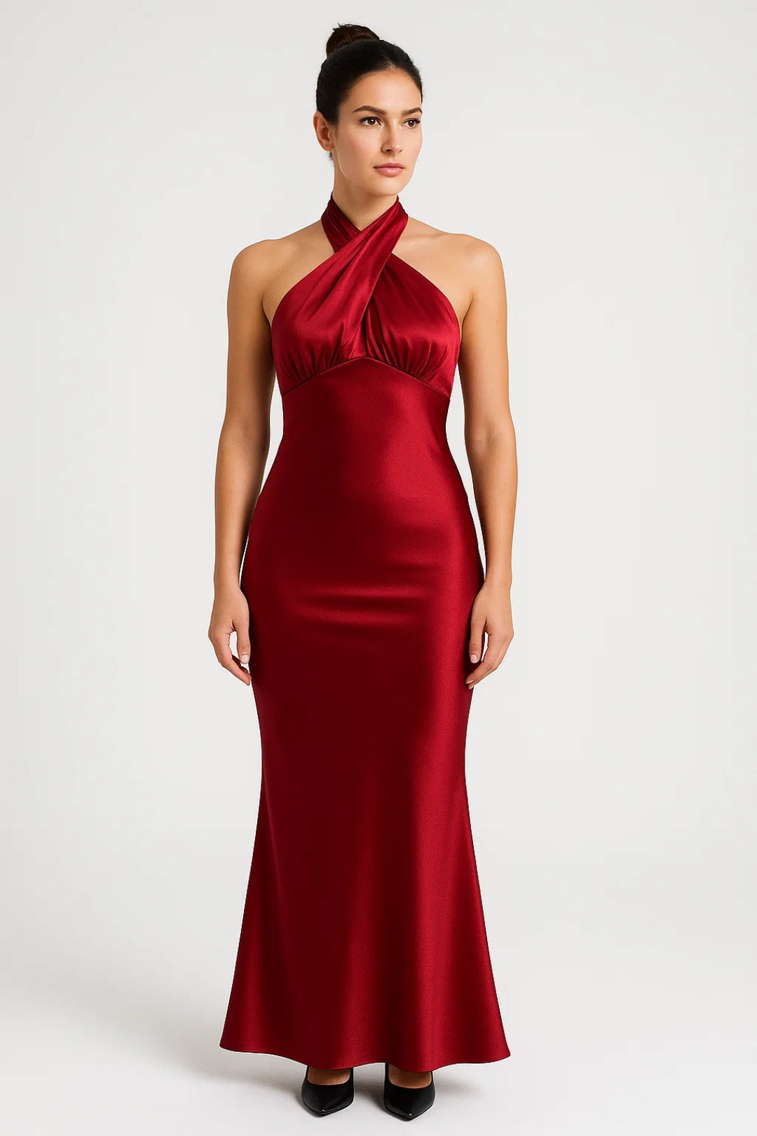 Elegant long dress with crossover neckline | Sophisticated style for special events